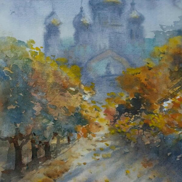 Karostas katedrāle, akvarelis / papīrs, 40x30 cm, 130 eiro