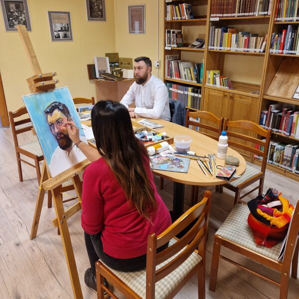 Portrait painting in Aizpute