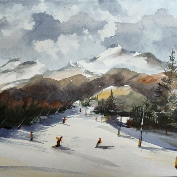 Winter joy, watercolor / paper, 30 x 23 cm, 50 euro