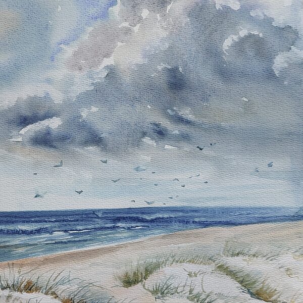 Liepaja Beach, watercolor / paper, 40x30 cm, 130 euro