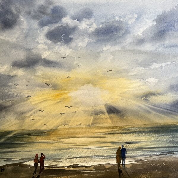Usual Liepaja sunset..., watercolor / paper, 50x35 cm, 90 euro unframed
