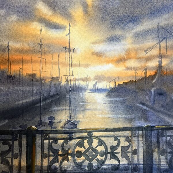 Sunset, watercolor / cotton paper, 35x25 cm, 90 euro