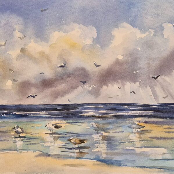 Liepaja Beach, watercolor / paper, 40x30 cm, 130 euro