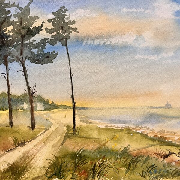 Seaside in Karosta, watercolor / paper, 40x30 cm, framed 50x40 cm,, 130 euro