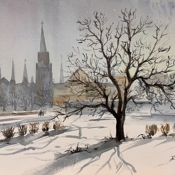 -20 degrees C, watercolor / paper, 40x30 cm, framed 50x40 cm,, 130 euro