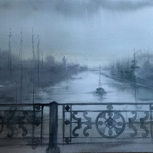 Liepaja Port, watercolor / paper, 40x30 cm, 130 euro