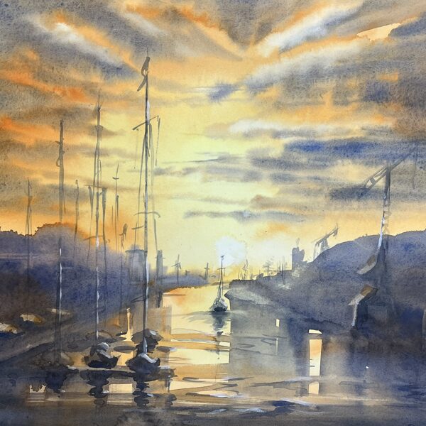 Sunset, watercolor / cotton paper, 45 x 35 cm, 130 euro