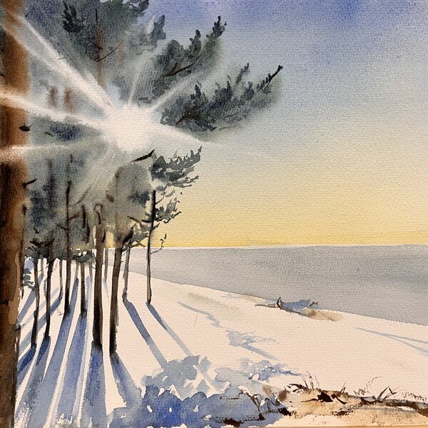 Bernati Beach, watercolor / paper, 40x30 cm, framed 50x40 cm,, 130 euro