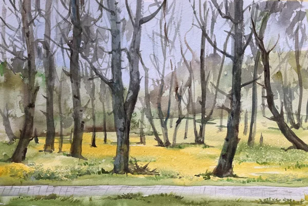 Pavasaris Jūrmalas parkā, akvarelis / papīrs, 37 x 25 cm, 50 eiro bez rāmja