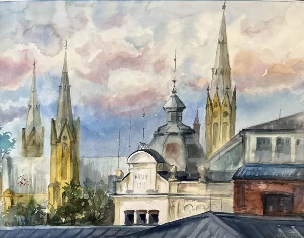 Rīta gaisma, akvarelis / papīrs, 40x30 cm, ar rāmi 50x40 cm, 130 eiro