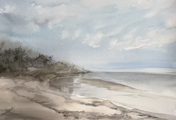 Bernati beach, watercolor / paper, 50x35 cm, 90 euro unframed