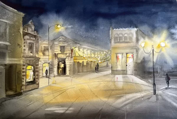 In the heart of Liepaja, watercolor / paper, 50x35 cm, 90 euro unframed
