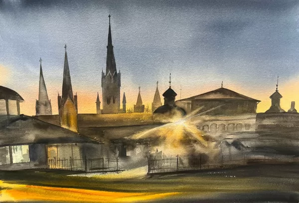 Evening, watercolor / paper, 50x35 cm, 90 euro unframed