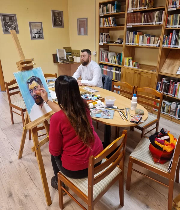 Portrait painting in Aizpute