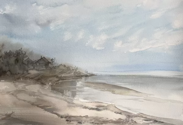 Bernati beach, watercolor / paper, 50x35 cm, 90 euro unframed